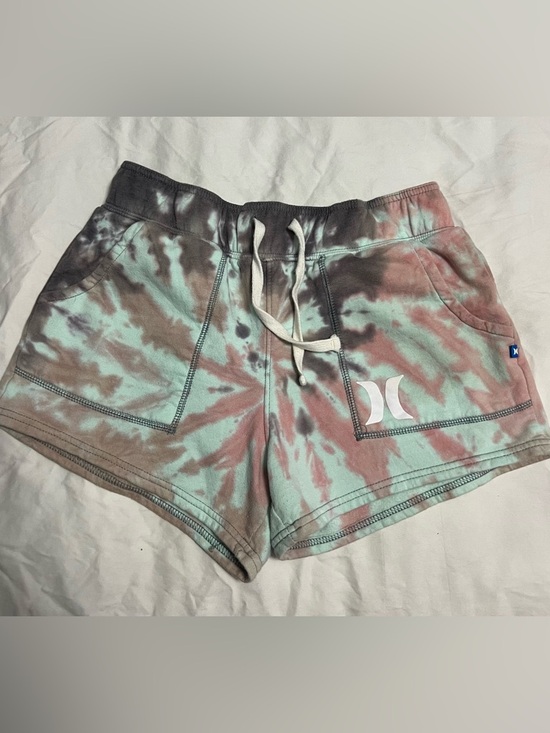Hurley Pants - XS Hurley Tie-Dye Drawstring Women's Shorts - Mint, Pink & Gray